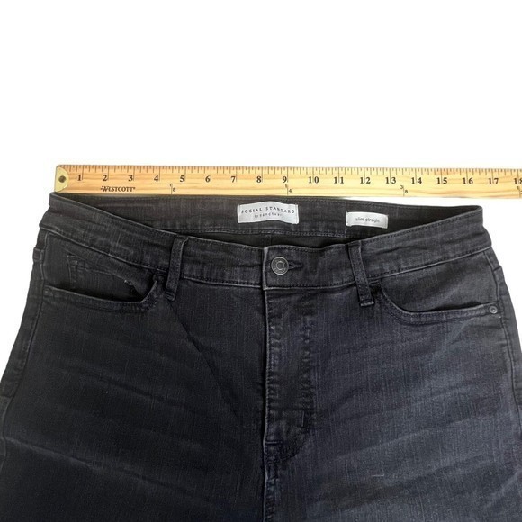 Social Standard By Sanctuary Womens Faded Black High Rise Slim Straight Jeans 14 - Picture 4 of 10